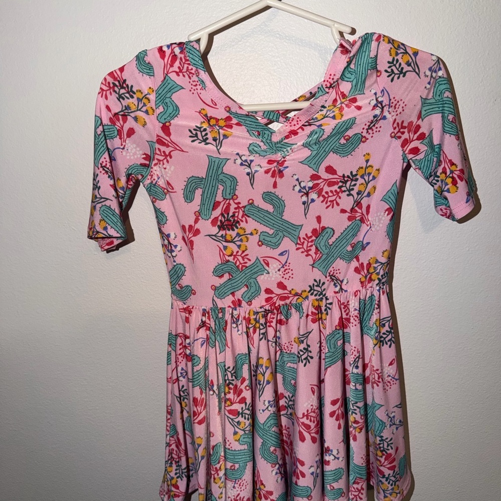 Dot Dot Smile Pink Dress with Cactus and Floral Design